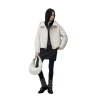 A new casual and fashionable hooded, fluffy and warm drawstring white duck down jacket for women in the autumn and winter of 2025 with a rib style Item Picture